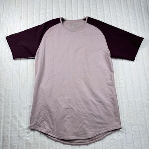 BYLT Drop Cut LUX T-Shirt Men's L Pink Maroon Crew Neck Short Sleeve Performance